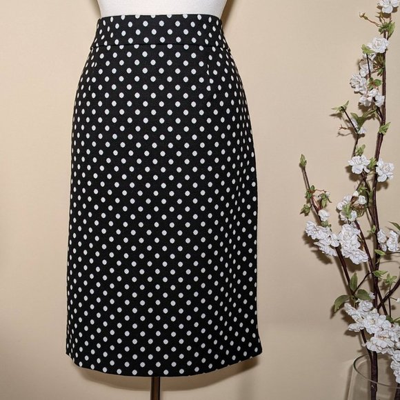 Grace Black and White Polka Don Pencil Skirt. Length: 25" - Picture 1 of 9